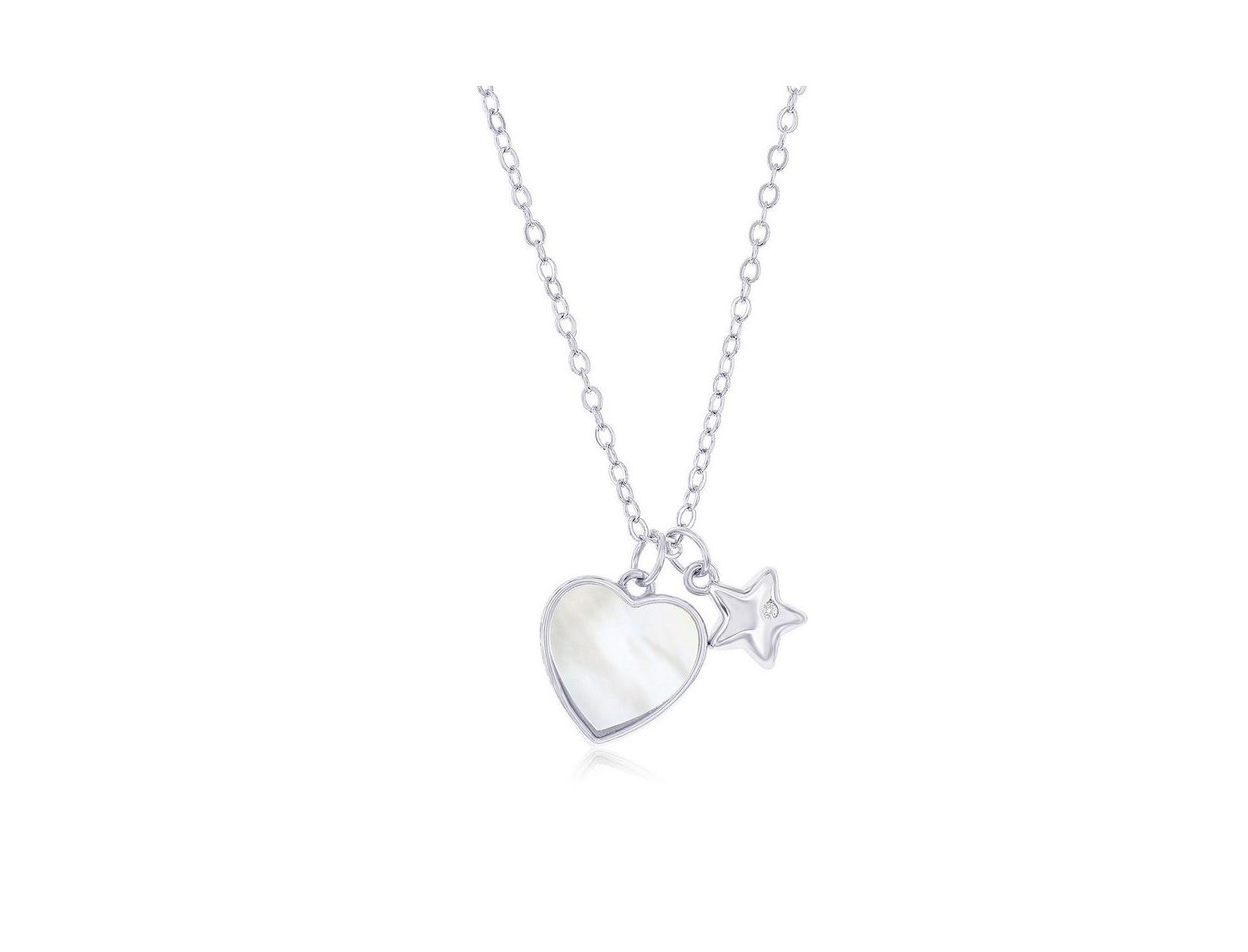 Подвеска Sterling MOP Heart & Star CZ