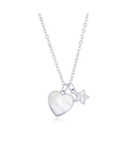 Подвеска Sterling MOP Heart & Star CZ
