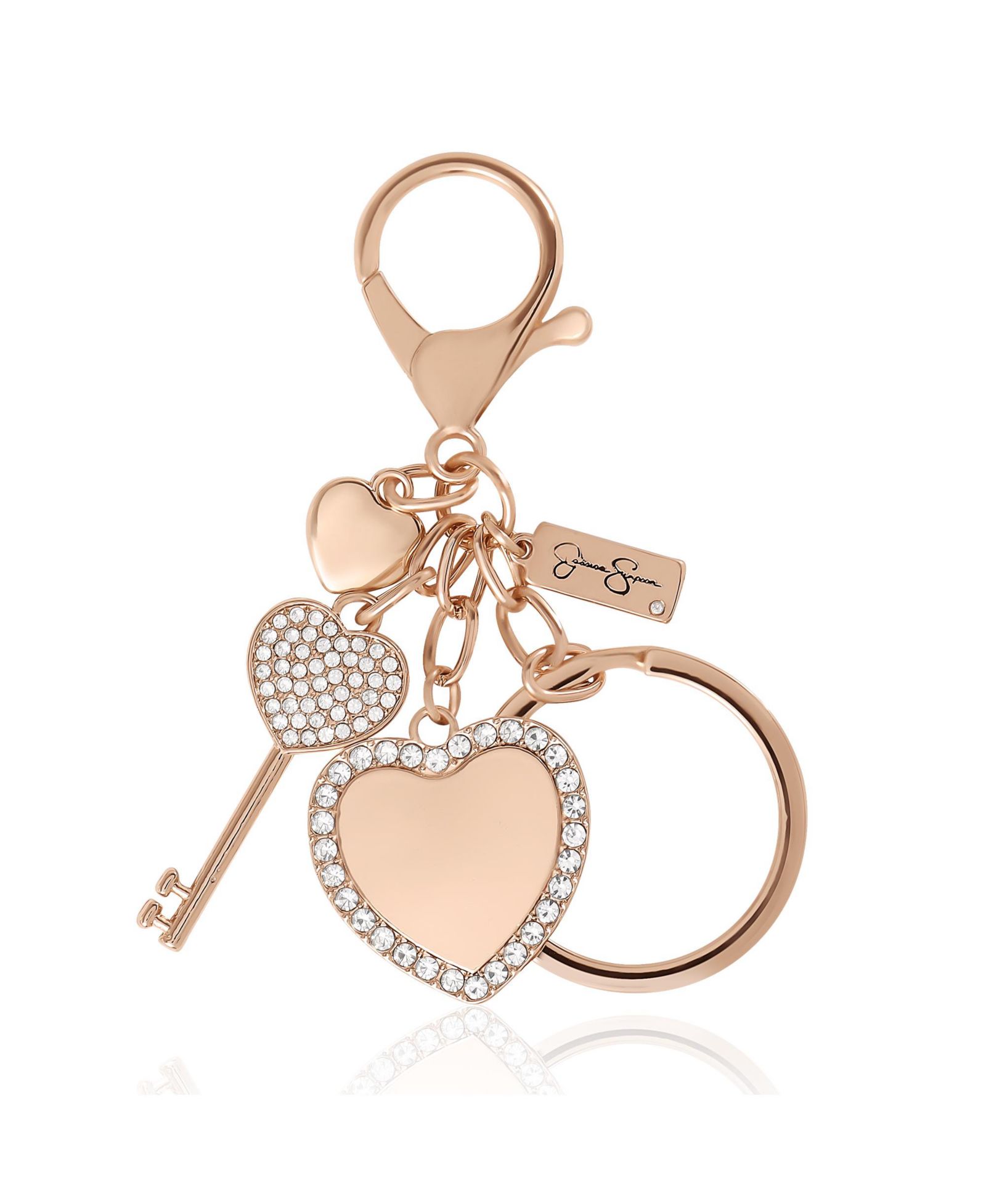 Jessica Simpson Pave Crystal Heart Keychain Bag Charm