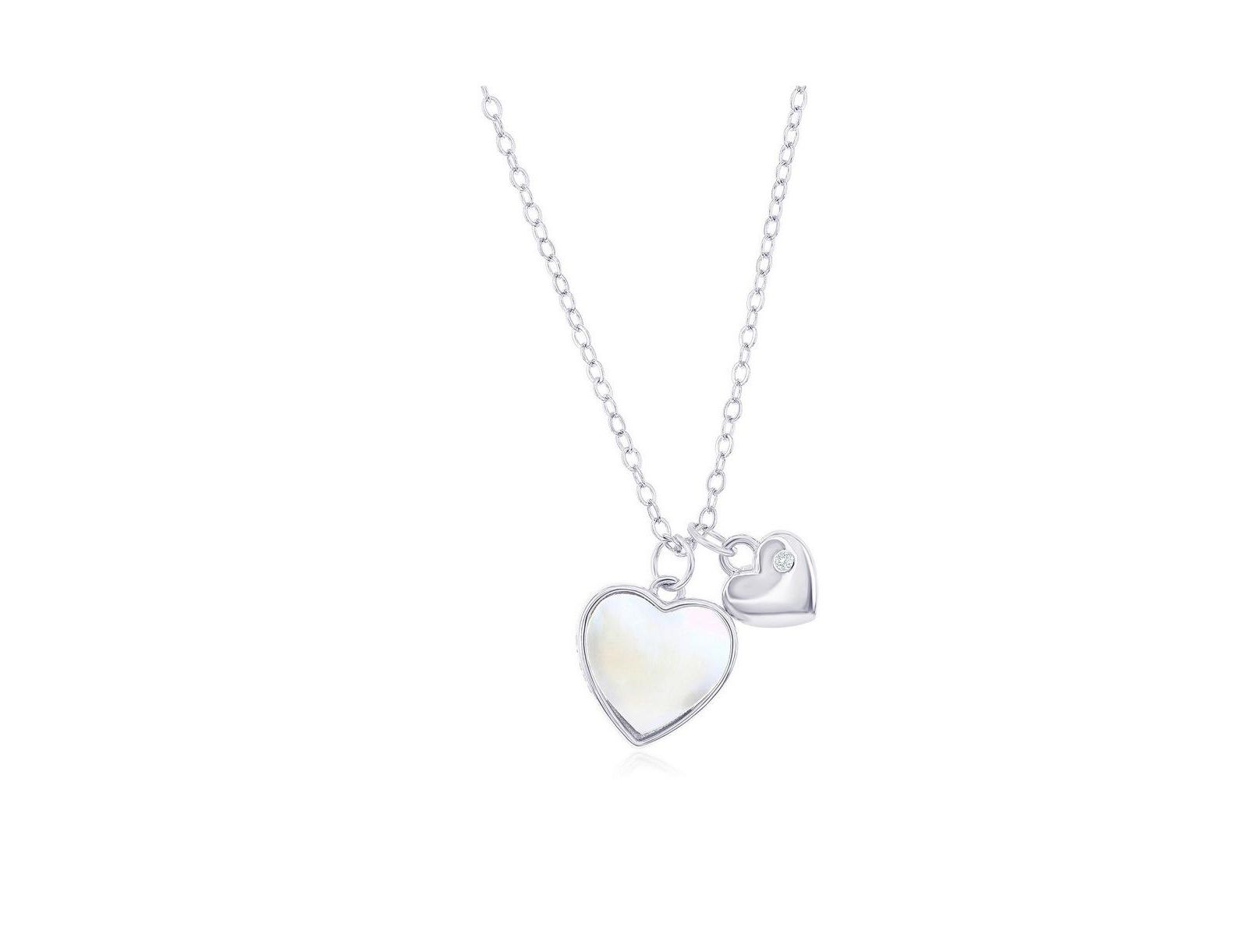 Sterling ожерелье MOP & Heart CZ