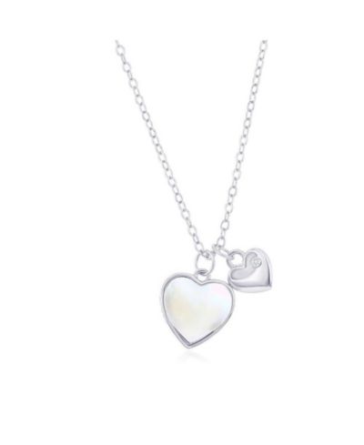 Sterling ожерелье MOP & Heart CZ