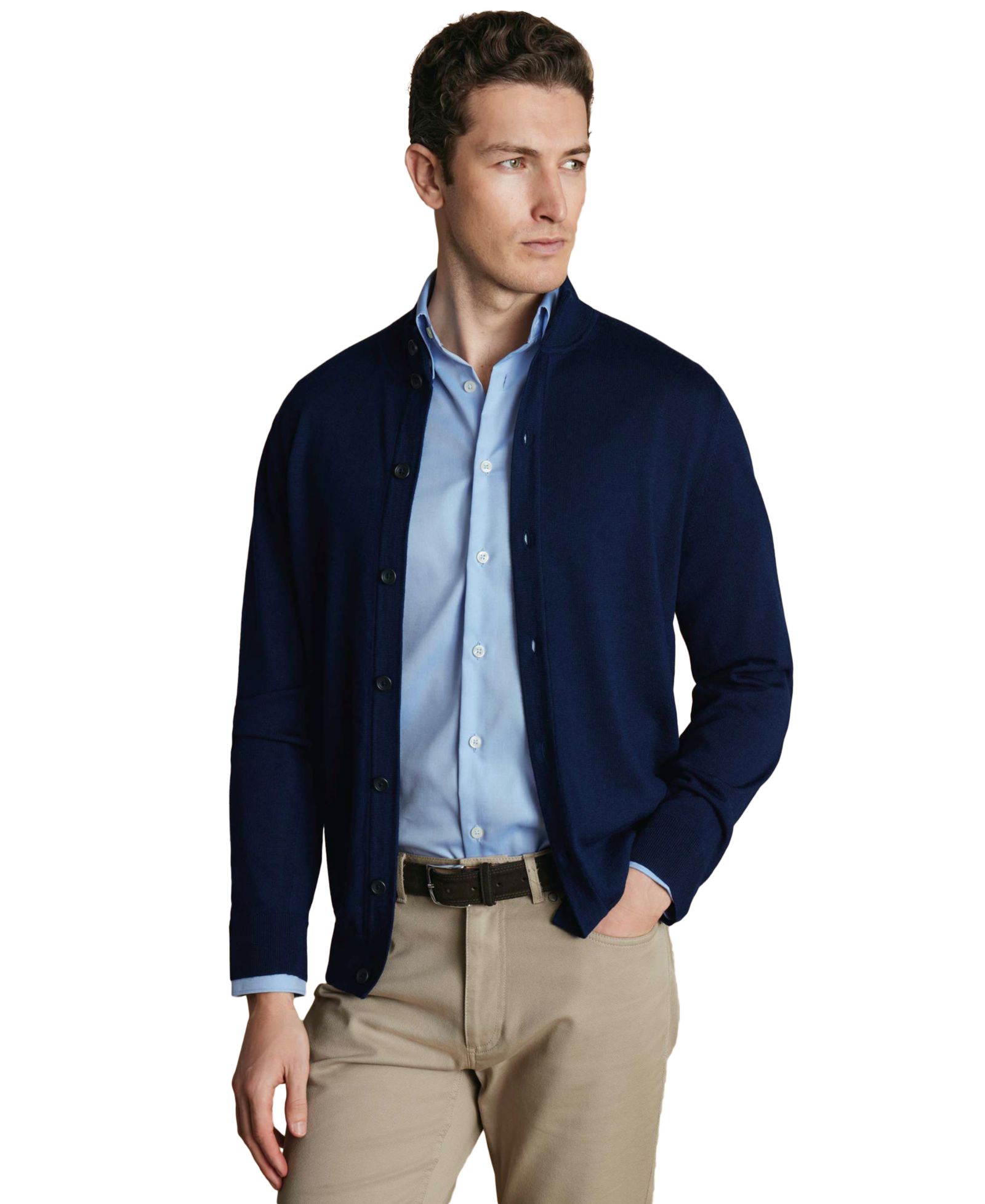 Charles Tyrwhitt Men's Oatmeal Chunky Merino Sweater