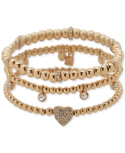 Набор браслетов Nine West Crystal Heart Stretch, 3 шт.