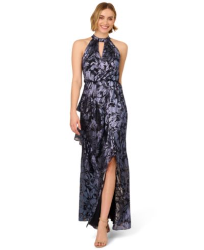 Женское вечернее платье Adrianna Papell Women's Crinkle Metallic Halter Gown