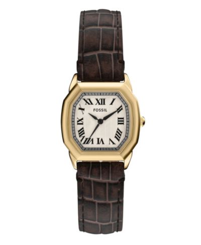 Женские часы Fossil Harlow Three-Hand, коричневая кожа с тиснением крокодил, 27mm