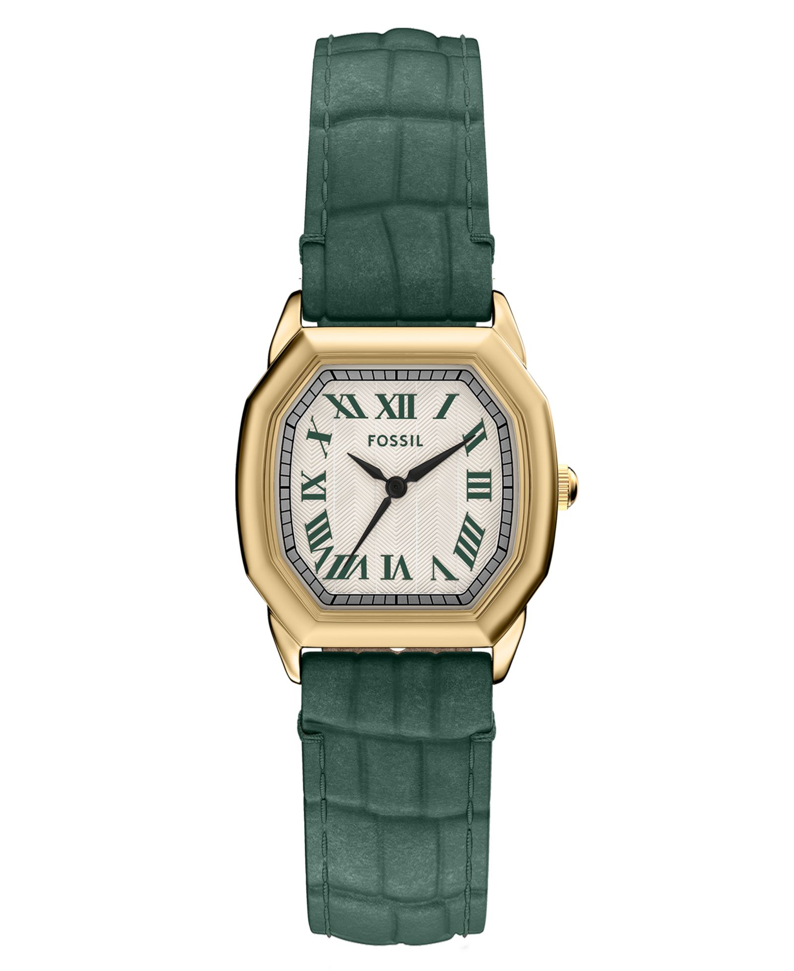 Fossil Женские часы Harlow Three-Hand Green Croco Leather, 27mm
