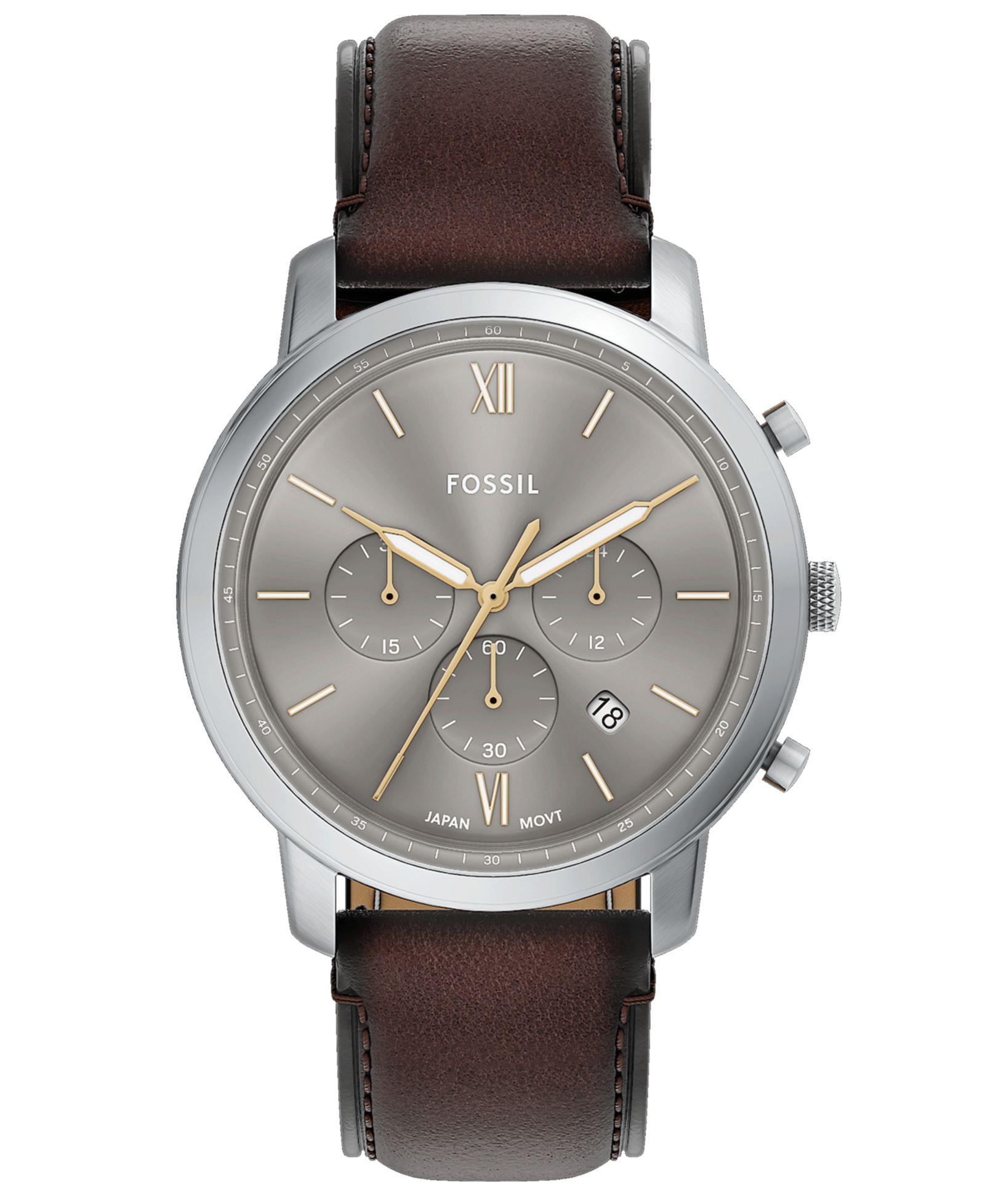 Мужские часы Fossil Neutra Chronograph Brown Leather Watch, 44mm