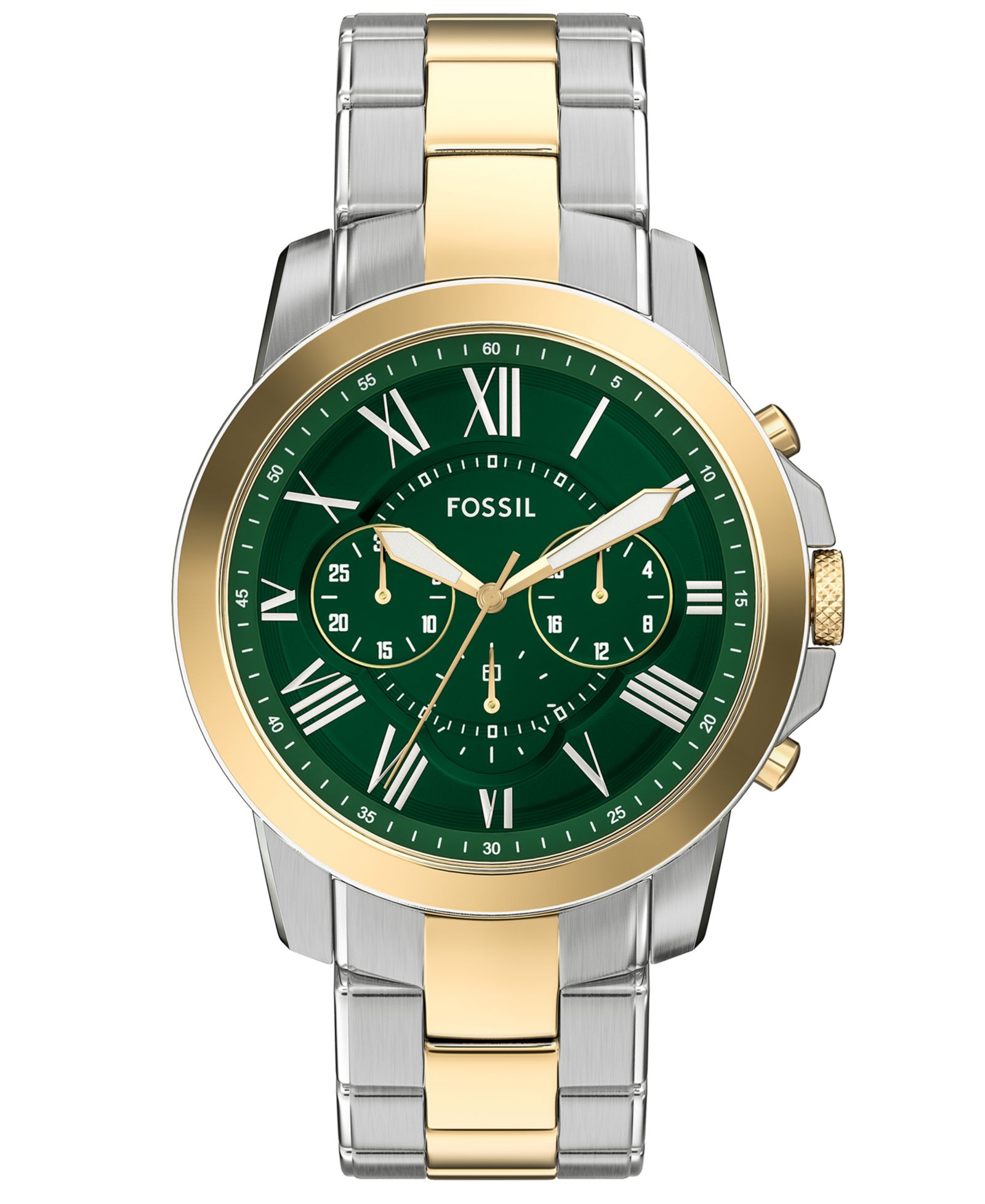 Fossil Мужские часы Grant Chronograph Two-Tone из нержавеющей стали, 44mm