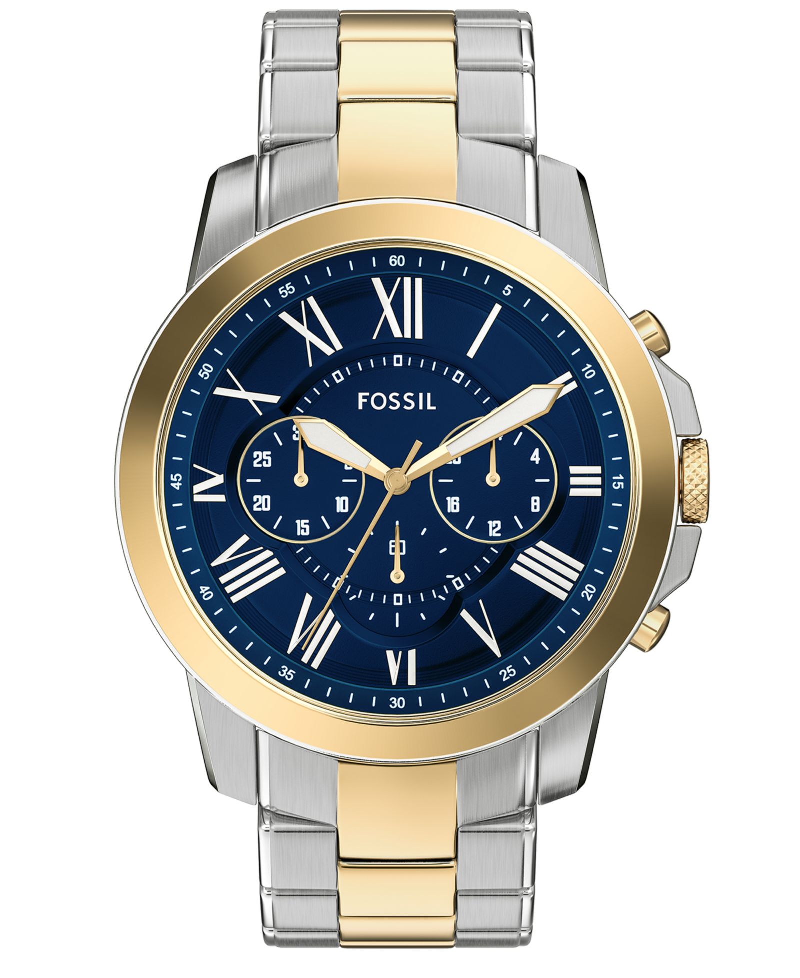 Fossil Мужские часы Grant Chronograph Two-Tone из нержавеющей стали, 44mm