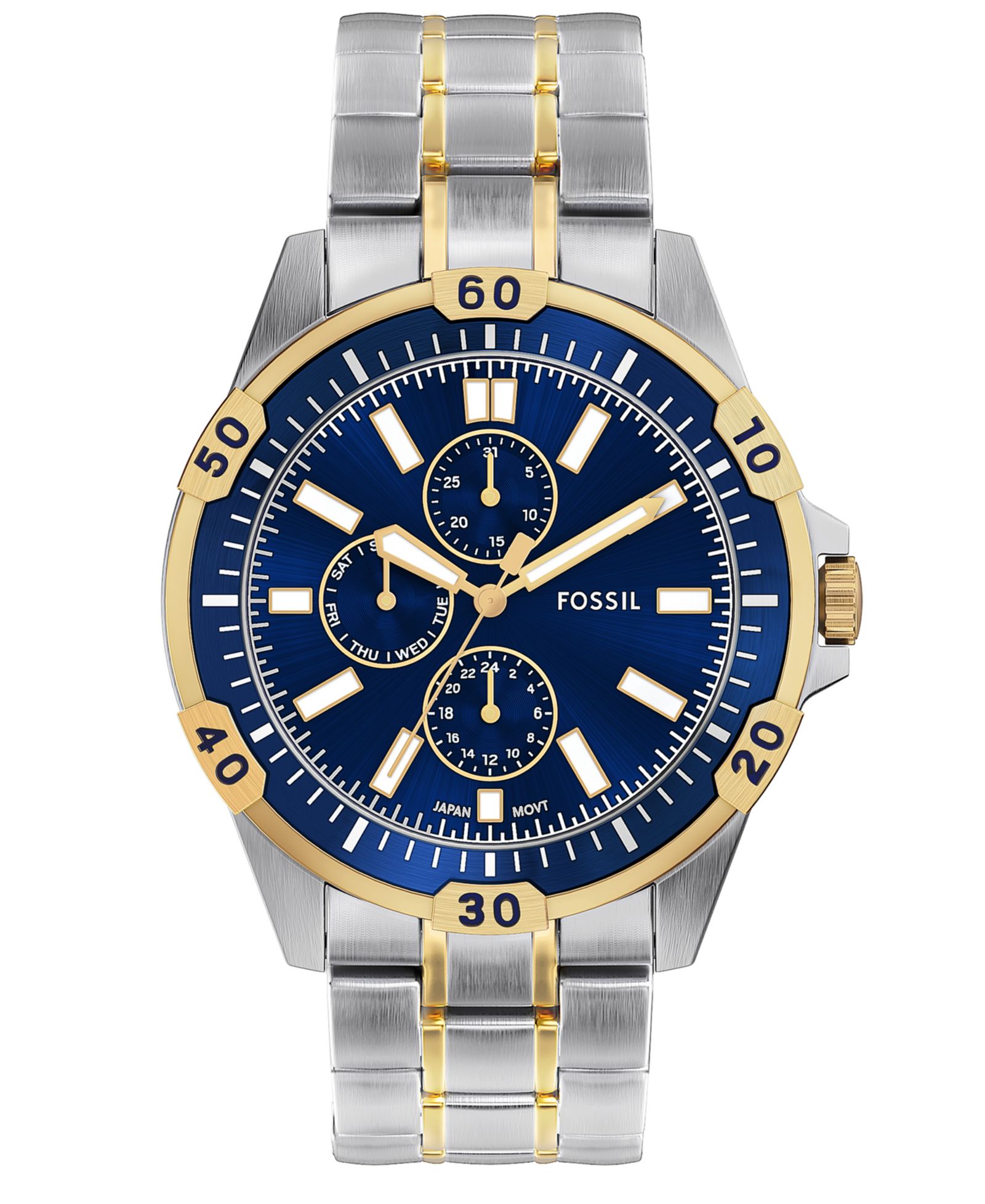 Часы Fossil Men's Garrett Multifunction Two-Tone Stainless Steel, 44mm