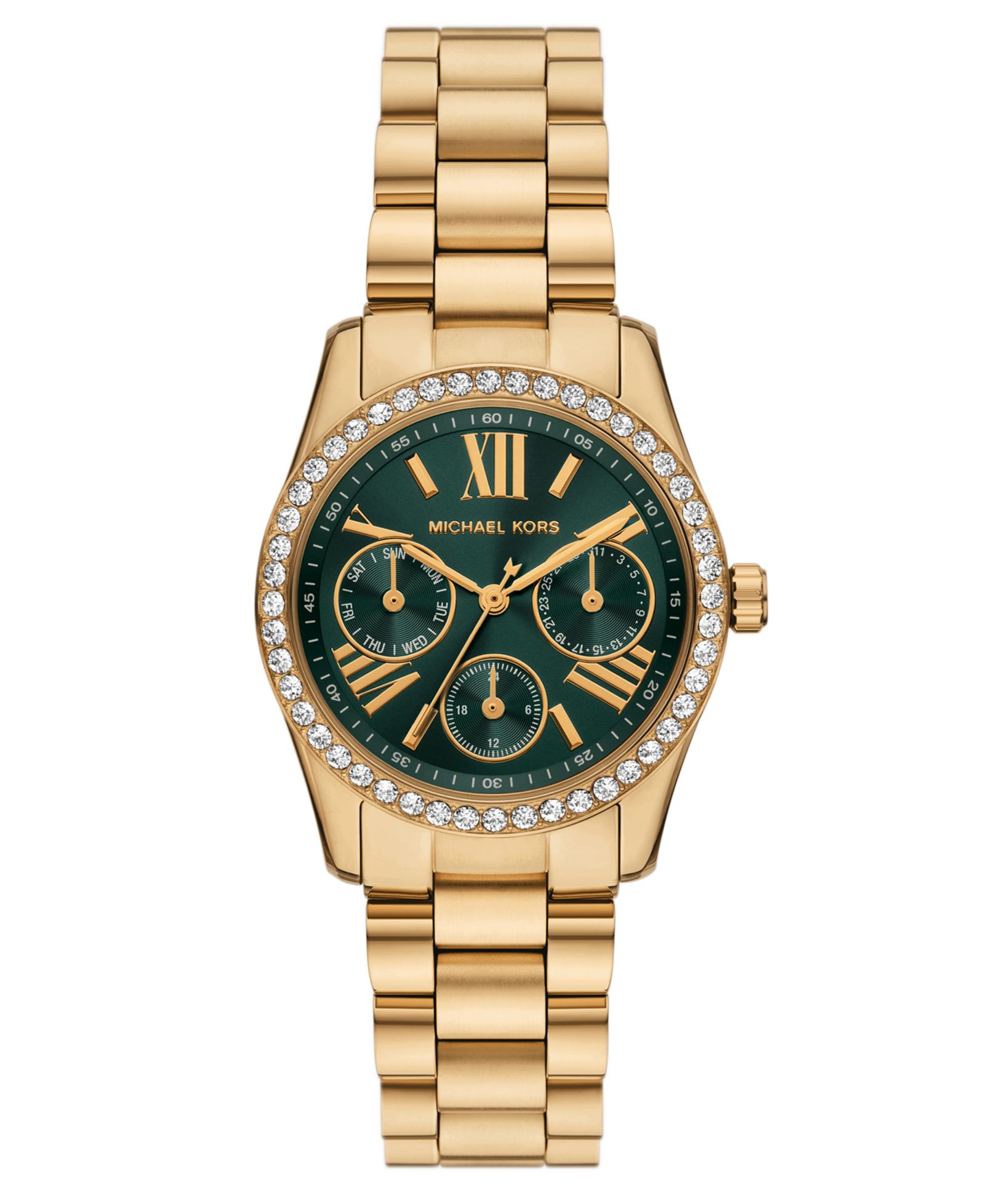 Женские часы Michael Kors Lexington Lux Multifunction Gold-Tone Stainless Steel, 34mm