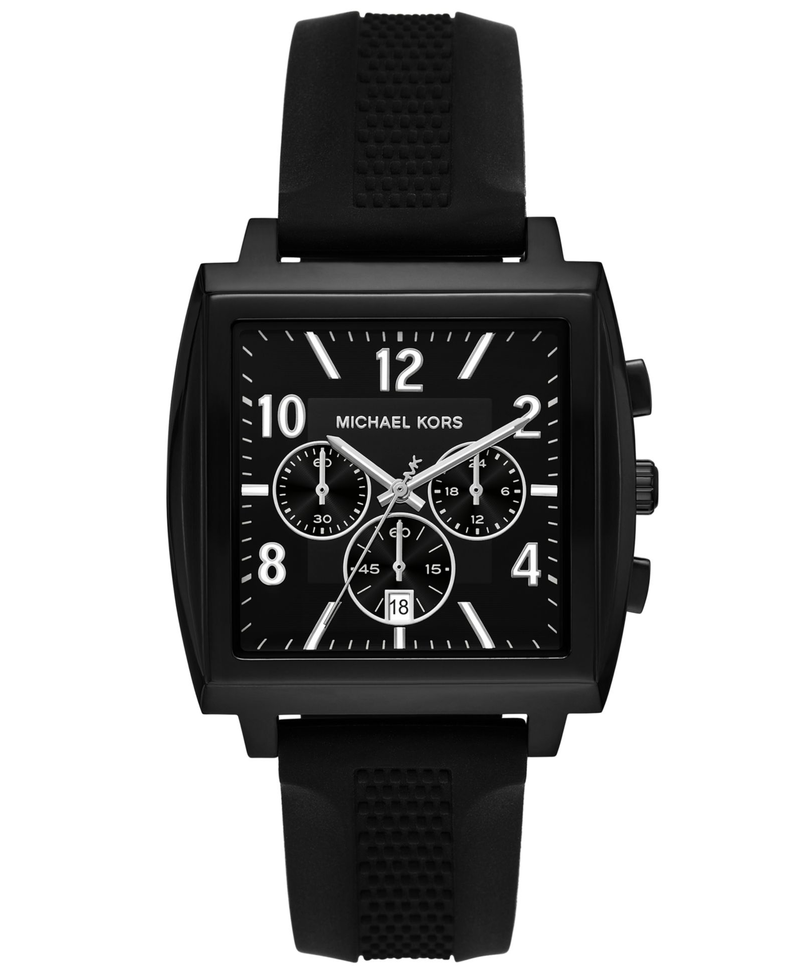Michael Kors Men's Rhys Chronograph Black Silicone Watch, 41mm
