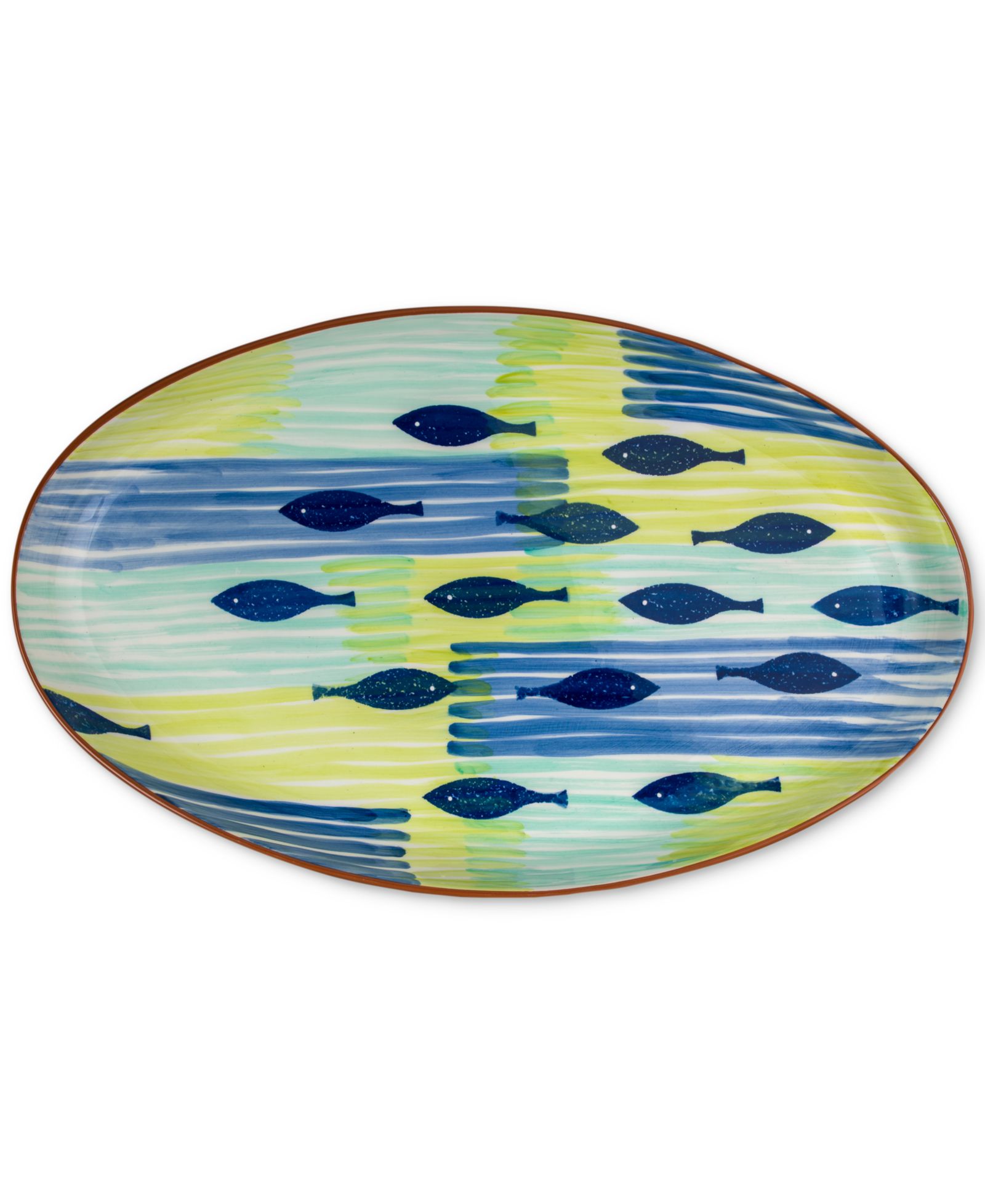 Овальное блюдо Euro Ceramica Costa Azul Pescador