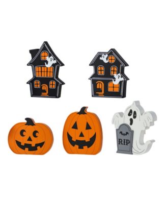 Набор из 5 деревянных украшений Halloween Haunted House и Pumpkin Ghost