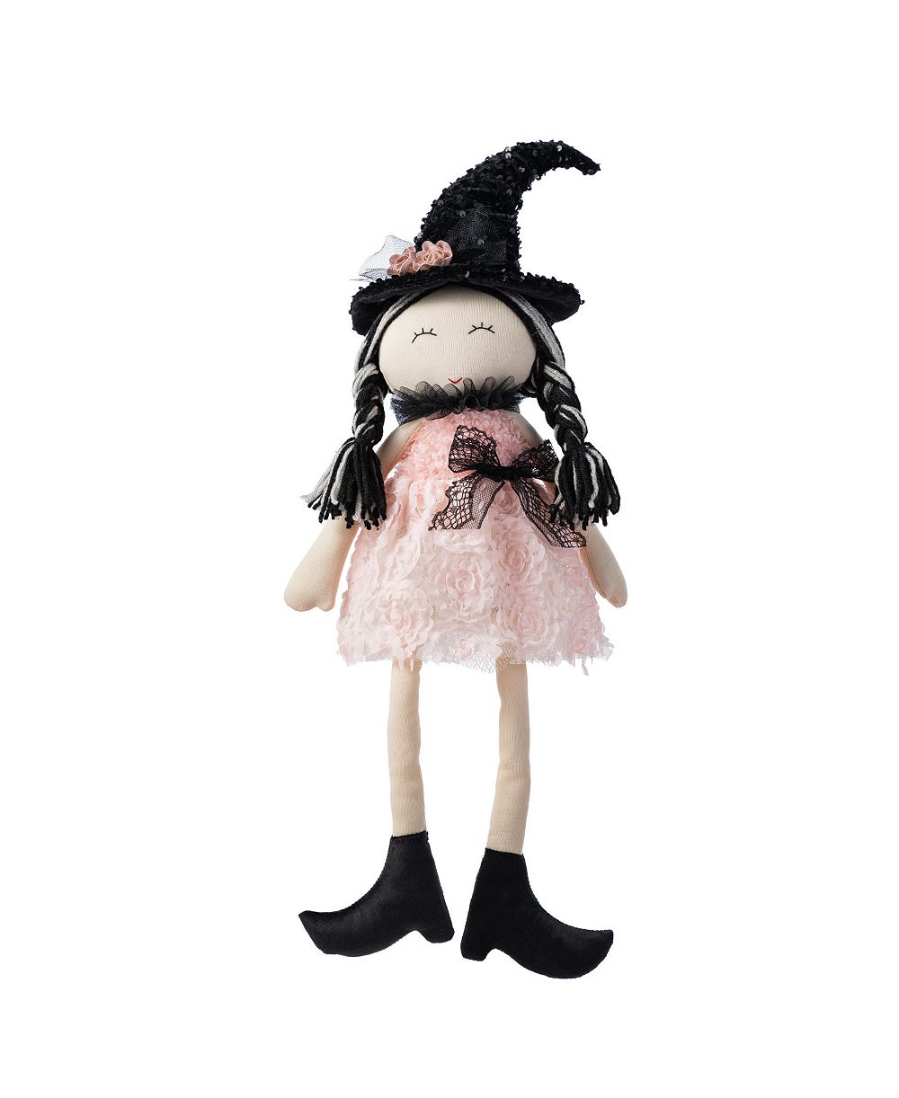 Декоративная фигурка Glitzhome 29" Halloween Pink Fabric Dressed Witch Sitter