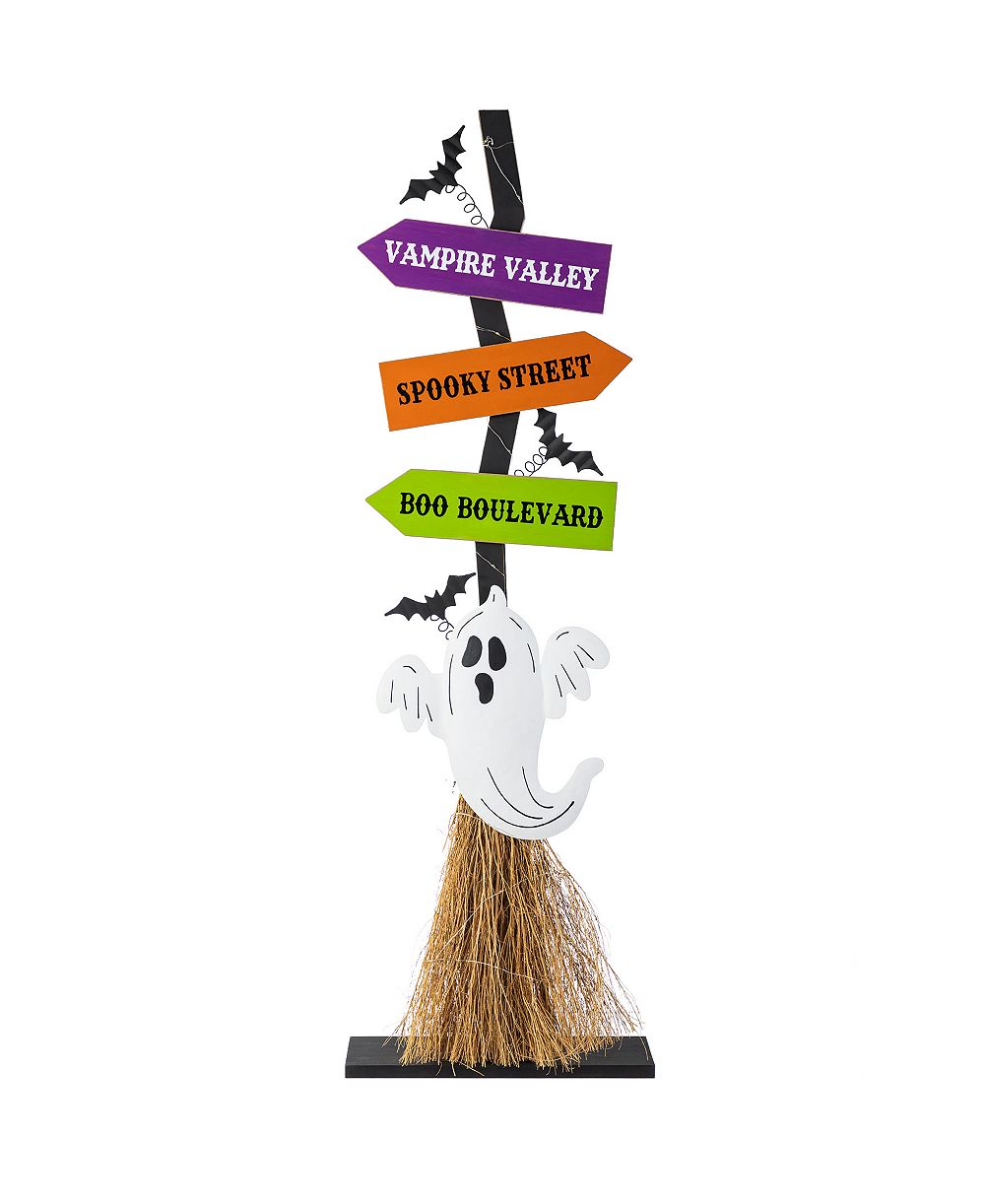 Декор для крыльца Glitzhome 41.75" Lighted Wooden Ghost's Broom