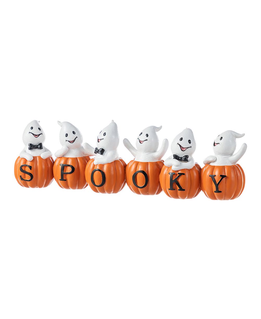 Glitzhome декор для стола 4.5" Halloween из полирезина, жуткая тыква-призрак