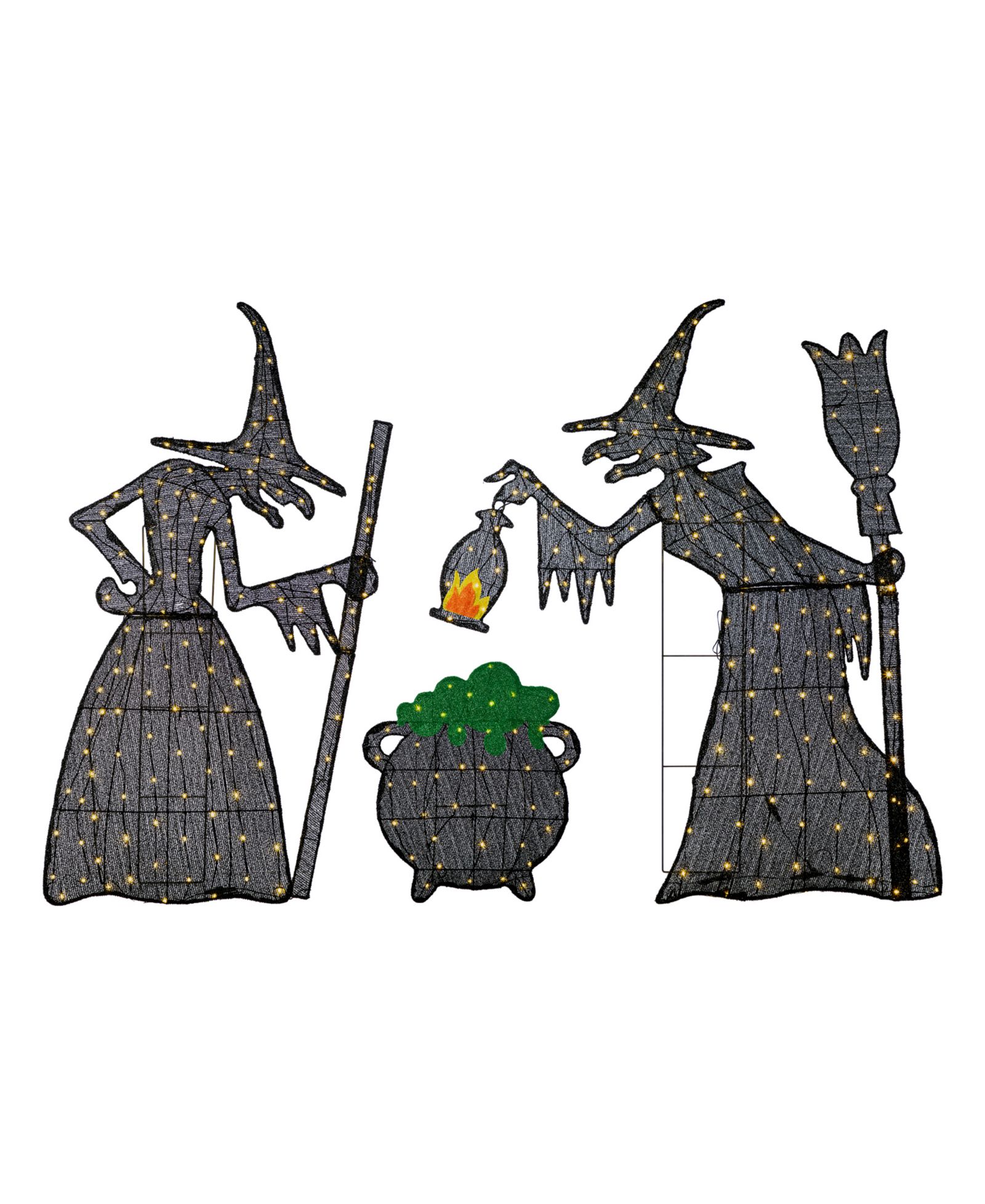 Декор для улицы Glitzhome Lighted Halloween Witches с LED-подсветкой, комплект из 3 шт