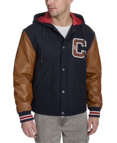 Champion Men's Mixed Media Hooded Varsity Jacket