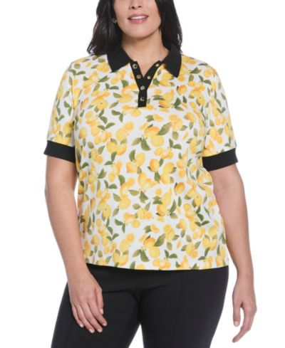Rafaella Plus Size Поло-футболка с принтом лимона и рукавом до локтя