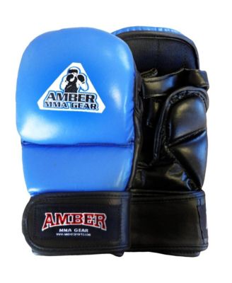 Amber Sports перчатки для MMA, кожаные, с регулируемой застежкой Velcro, синие, Small