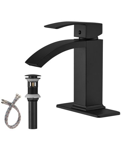 Смеситель для раковины Greenspring Waterfall Single Hole Single-Handle Low-Arc с донным клапаном, Brushed Nickel