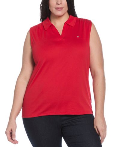 Женская трикотажная футболка-поло Rafaella Plus Size с V-образным вырезом