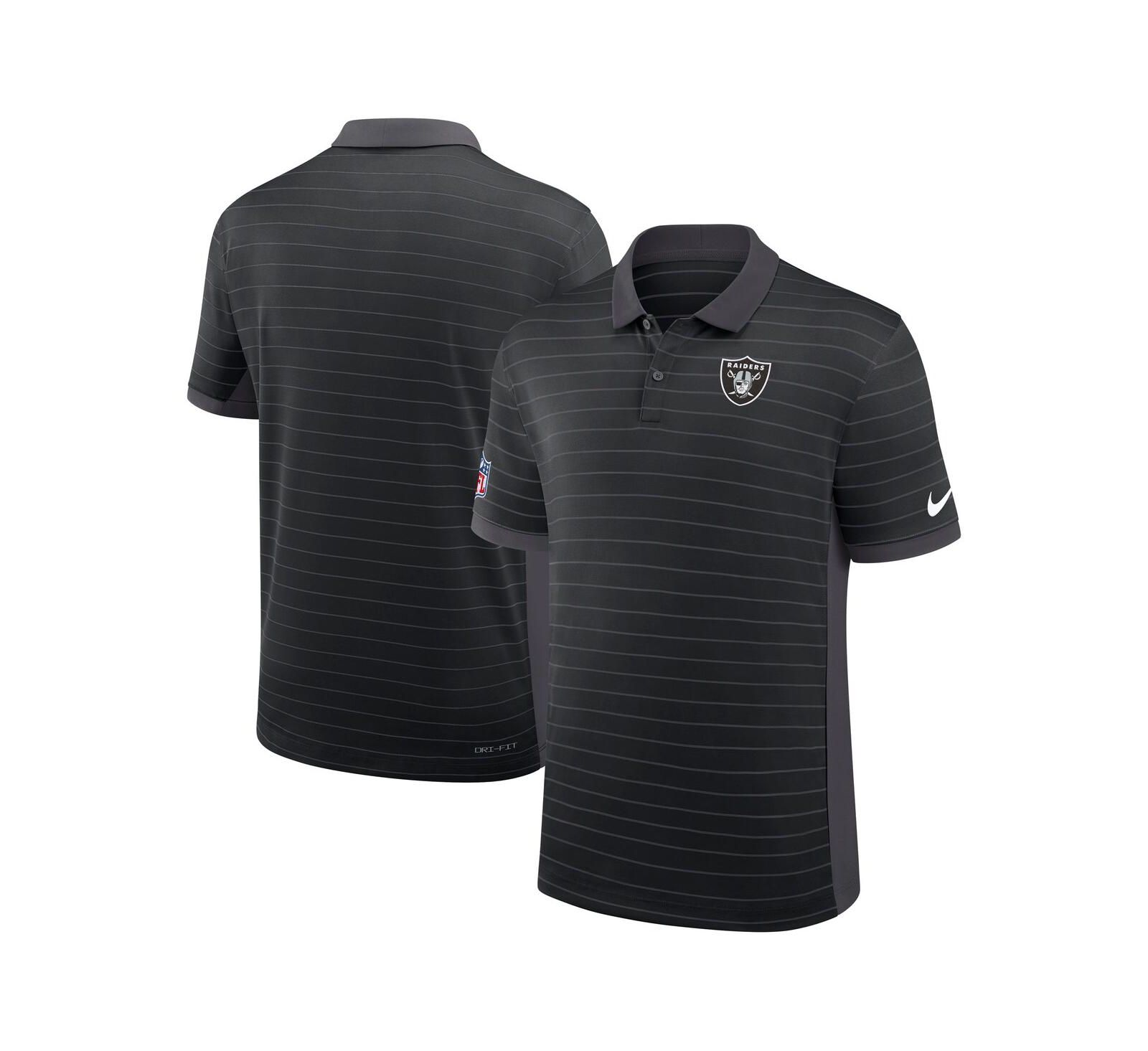Nike Men's Black Las Vegas Raiders Sideline Victory Stripe Performance Polo Shirt