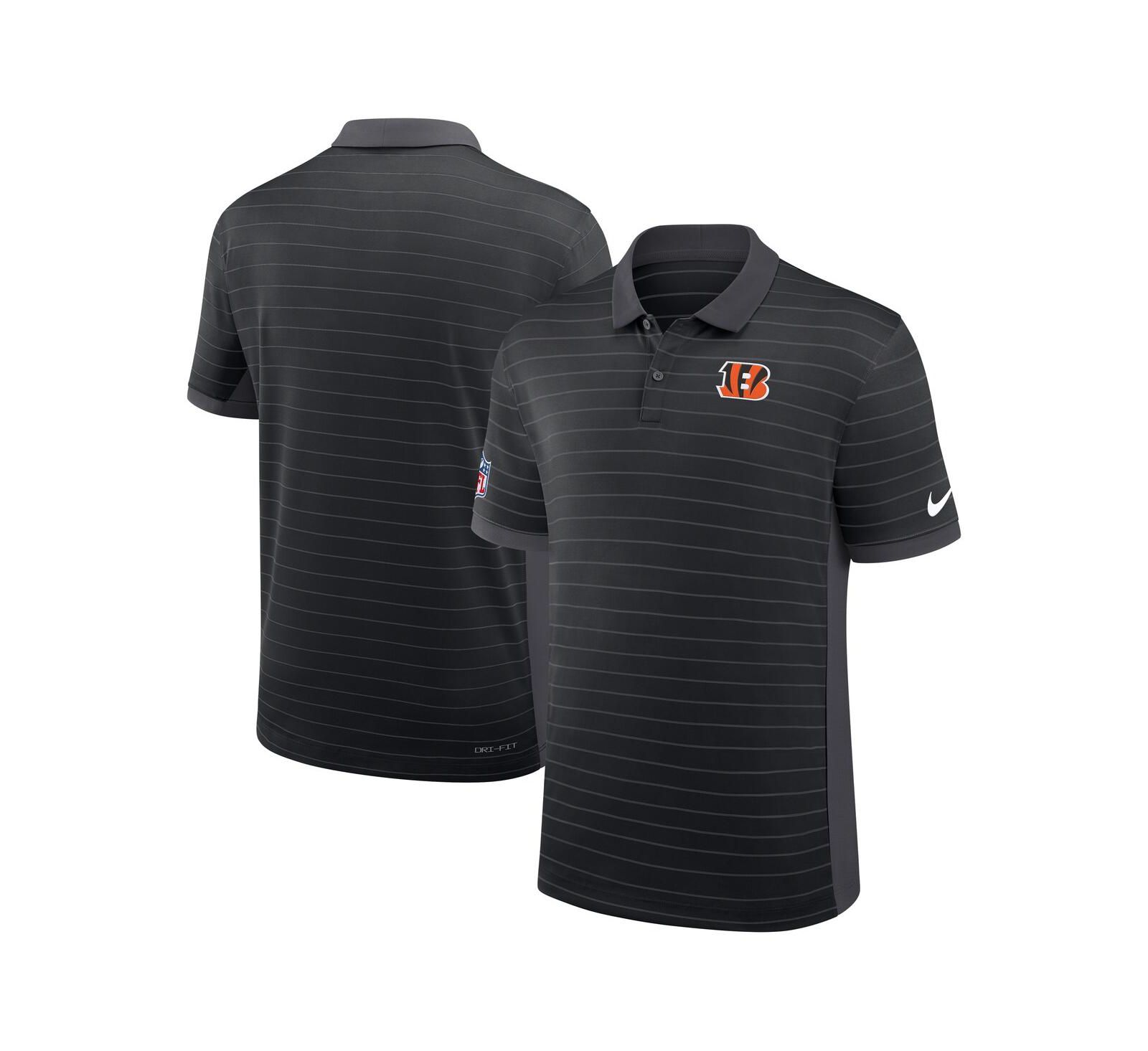 Nike Мужской Black Cincinnati Bengals Sideline Victory Stripe Performance Polo Shirt
