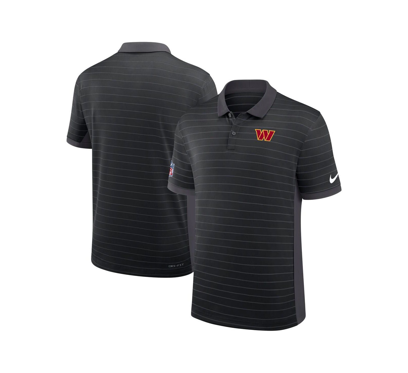 Nike Men's Black Washington Commanders Sideline Victory Stripe Performance Polo Shirt