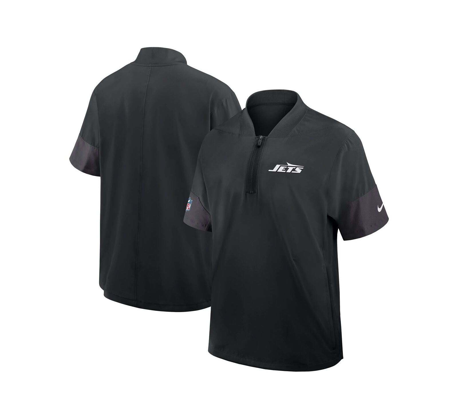 Nike Men's Black New York Jets Sideline Short Sleeve Quarter-Zip Performance Coach Jacket