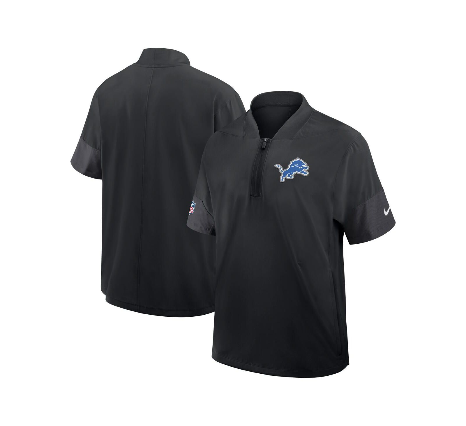Nike Men's Black Detroit Lions Sideline Short Sleeve Quarter-Zip Performance Coach Jacket
