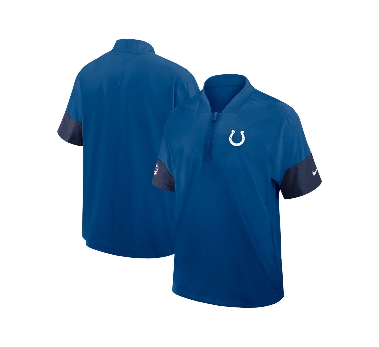Nike Men's Royal Indianapolis Colts Sideline Short Sleeve Quarter-Zip Performance Coach Jacket