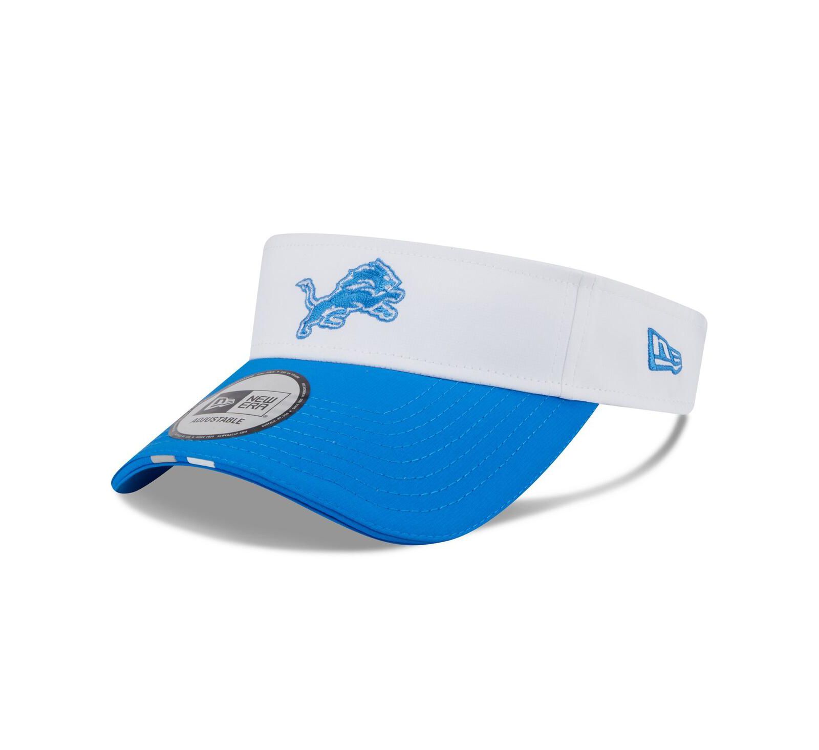 New Era Men's White/Blue Detroit Lions 2025 NFL Training Camp Adjustable Visor Hat