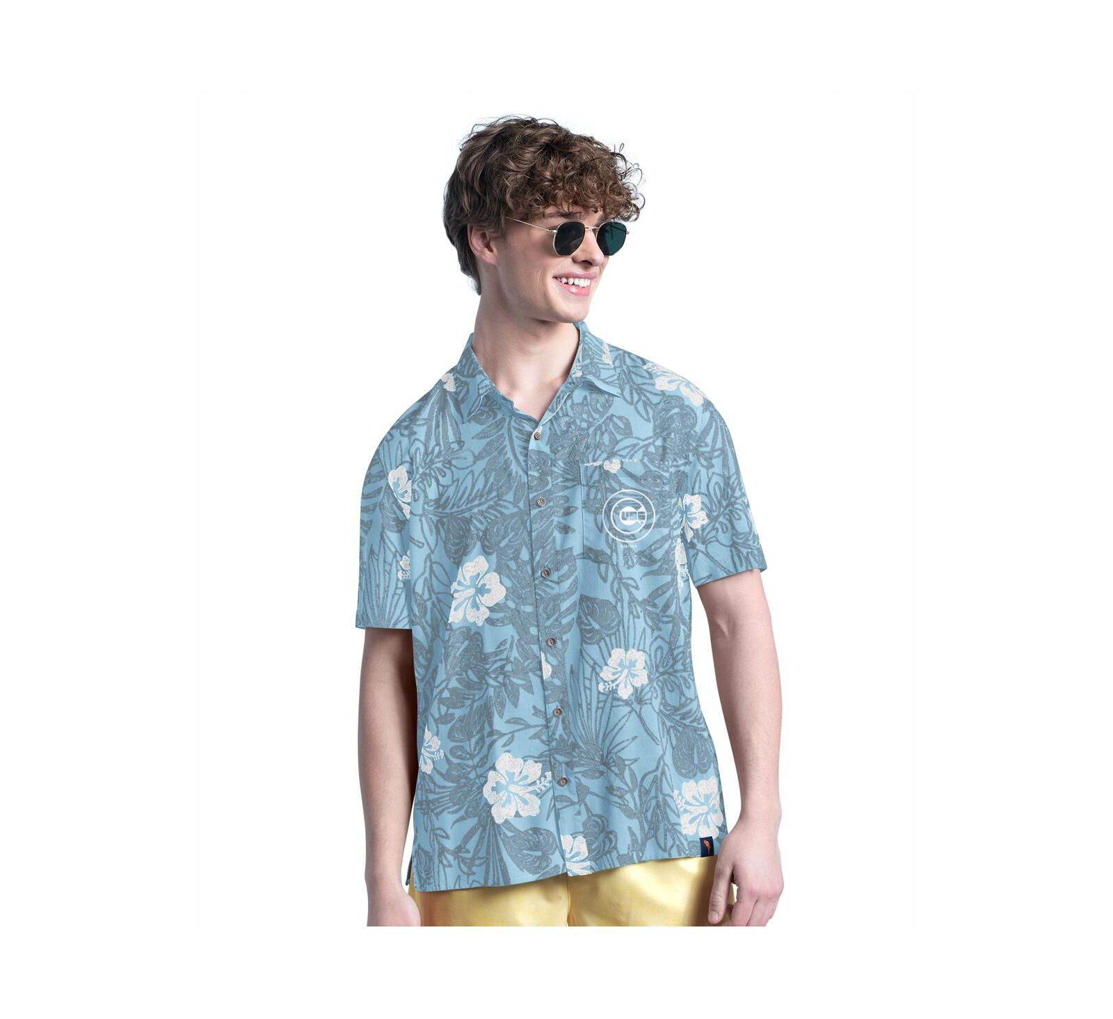 Мужская рубашка Margaritaville Blue Chicago Cubs Palm Shade Party Button-Up Shirt