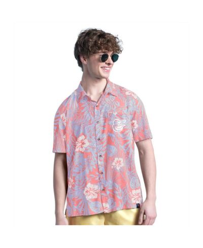 Мужская рубашка Margaritaville Coral Baltimore Orioles Palm Shade Party Button-Up