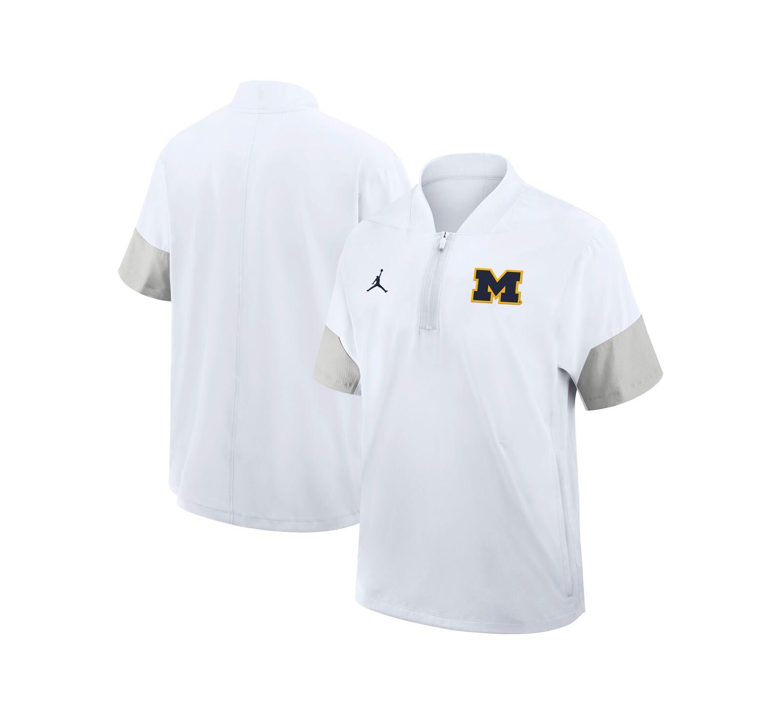 Jordan Men's White Michigan Wolverines 2025 Sideline Coaches Lightweight Short Sleeve Jacket