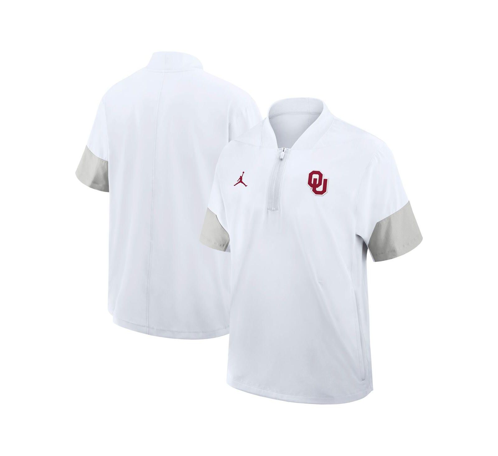 Jordan Men's White Oklahoma Sooners 2025 Sideline Coaches Lightweight Short Sleeve Jacket