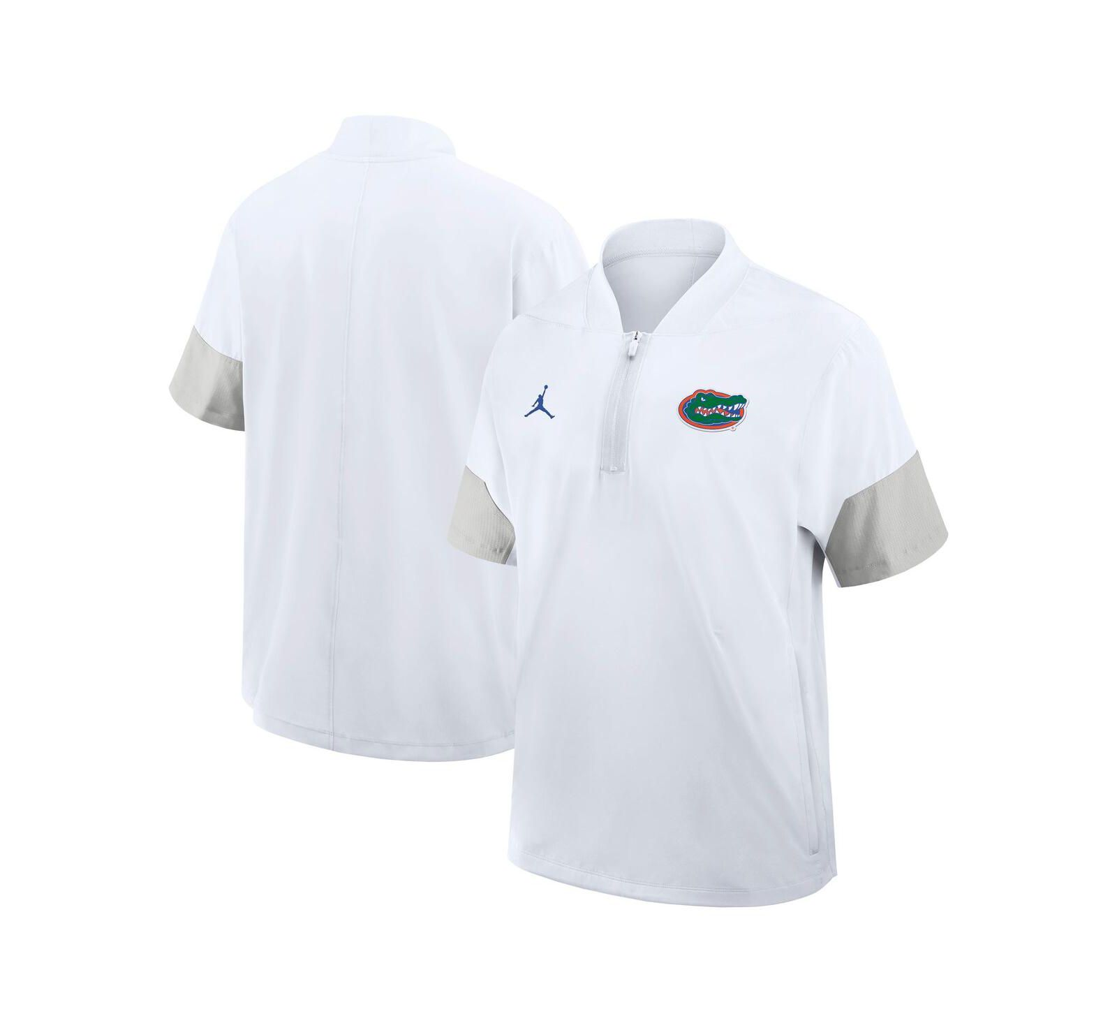 Jordan Men's White Florida Gators 2025 Sideline Coaches Lightweight Short Sleeve Jacket