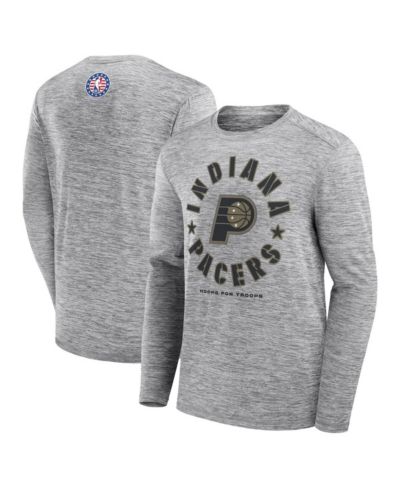 Fanatics Мужская футболка с длинным рукавом, Indiana Pacers NBA Hoops for Troops, серая