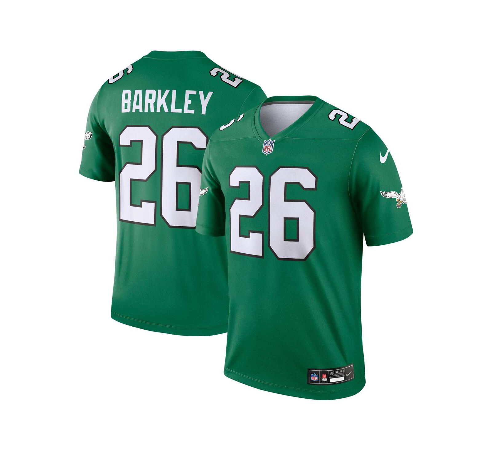 Мужская джерси Nike Saquon Barkley Kelly Green Philadelphia Eagles Alternate Legend