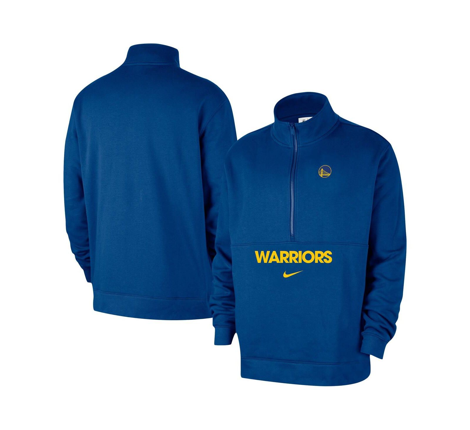 Nike Men's Blue Golden State Warriors Courtside Club Half-Zip Jacket