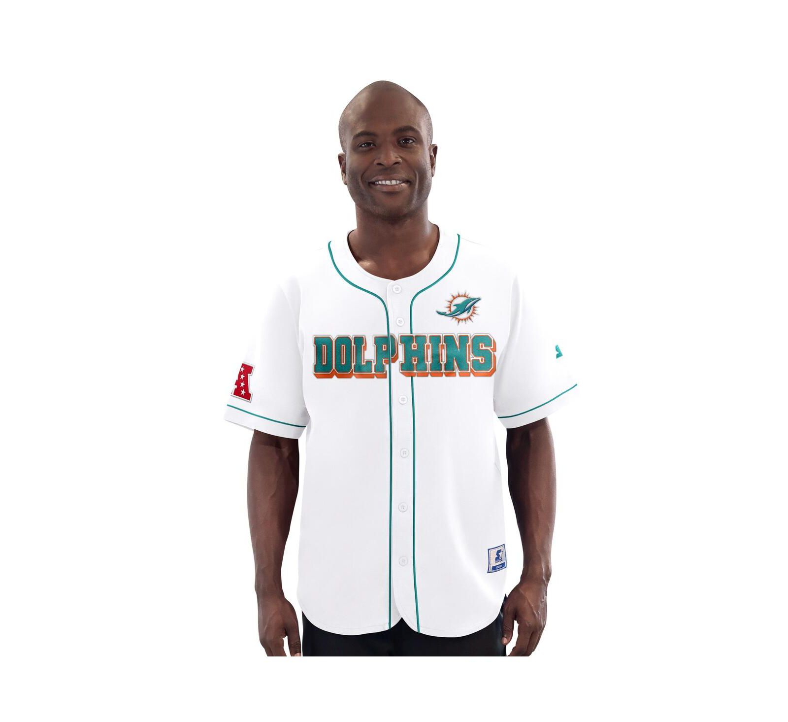 Мужская бейсбольная джерси Starter Miami Dolphins Relay Full-Button White