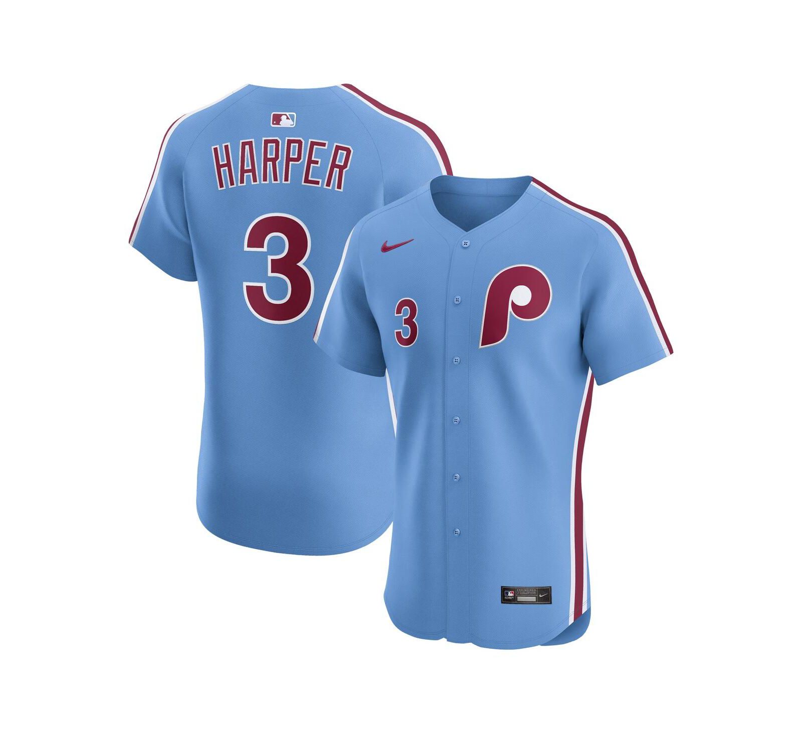 Мужская джерси Nike Bryce Harper Light Blue Philadelphia Phillies Alternate Elite
