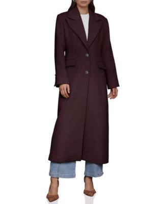 Avec Les Filles Women's Double-Breasted Long Wool-Blend Structured-Shoulder Coat