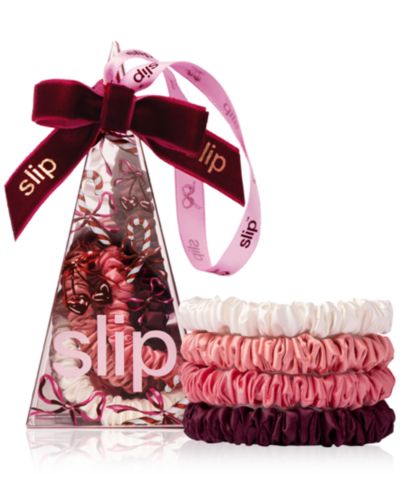 Slip набор из 4 шт. тонких резинок для волос из чистого шелка Candy Cane