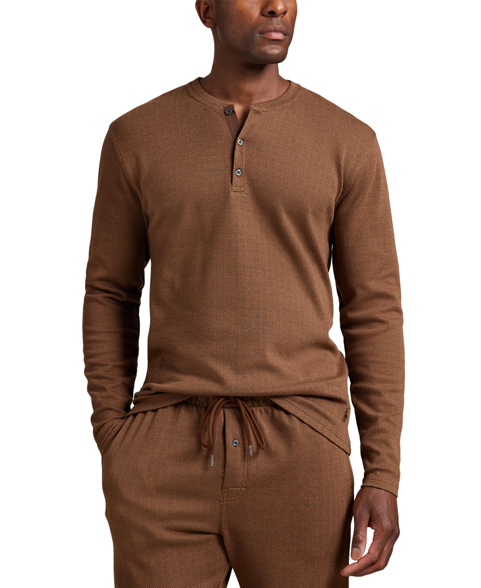Polo Ralph Lauren Men's Long Sleeve Herringbone Henley Sleep Shirt