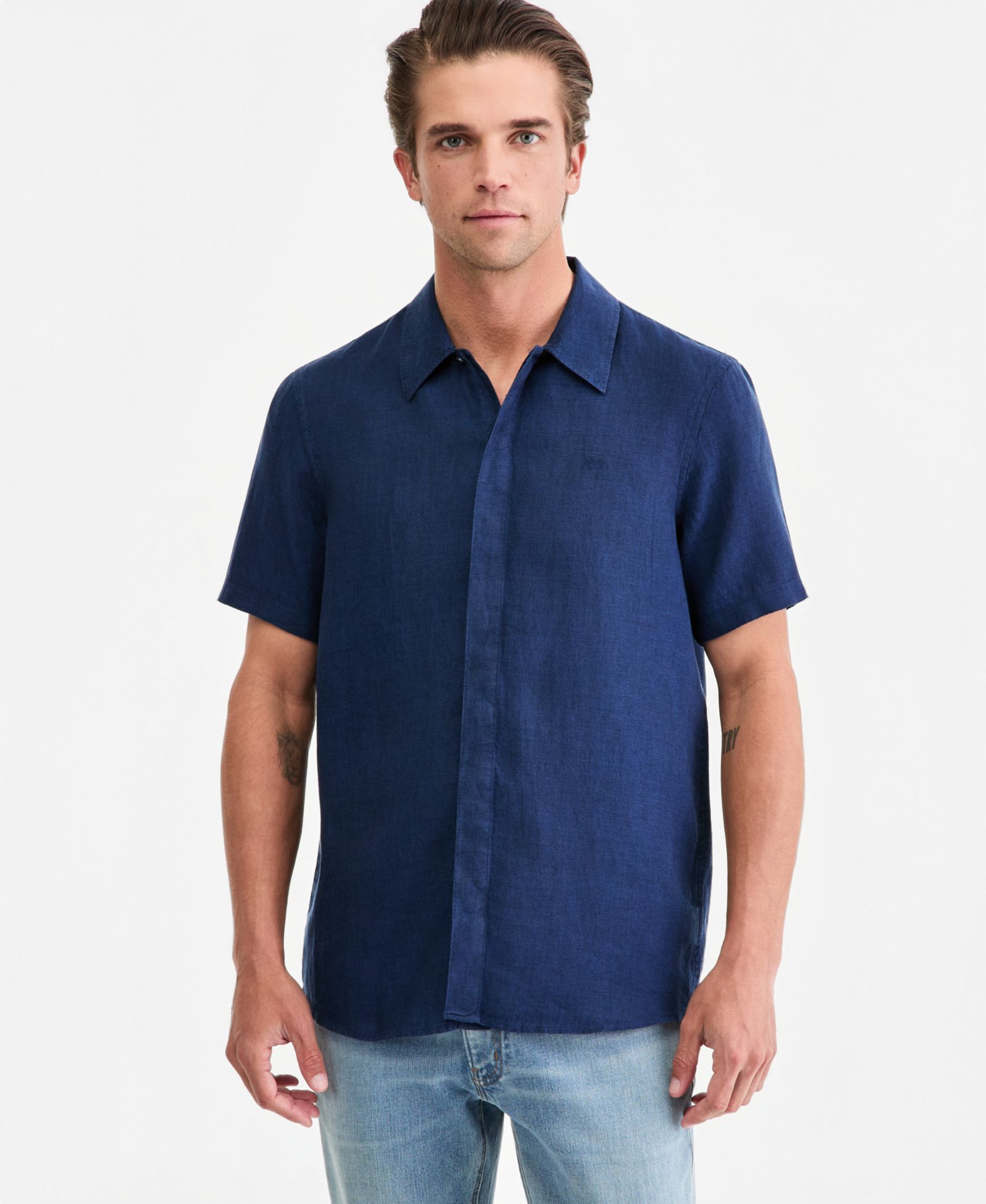Michael Kors Men's Point-Collar Linen Shirt