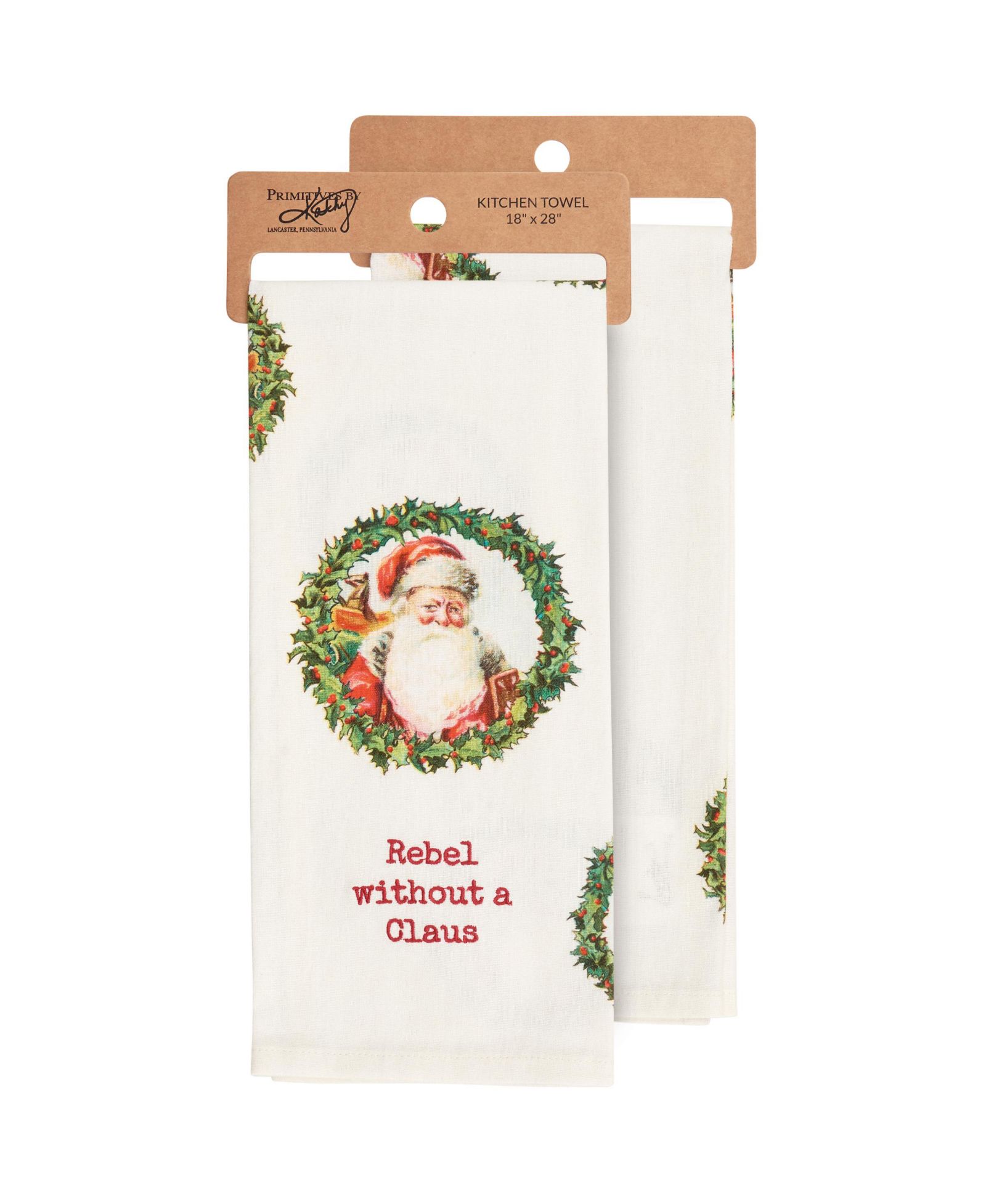 Primitives by Kathy Rebel Without a Claus Kitchen Towel