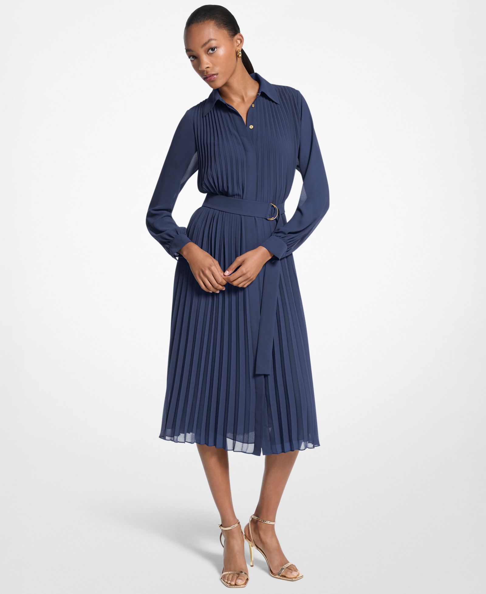 Women's Pleated Shirt Dress